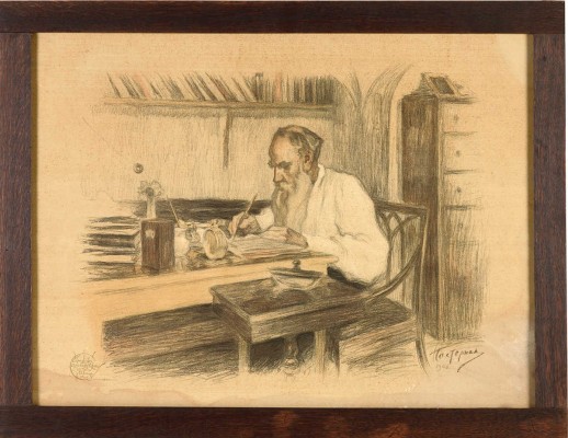 Пастернак Леонид Осипович. Лев Толстой за столом